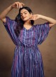 Blue Stripe Printed Kaftan Style Gown